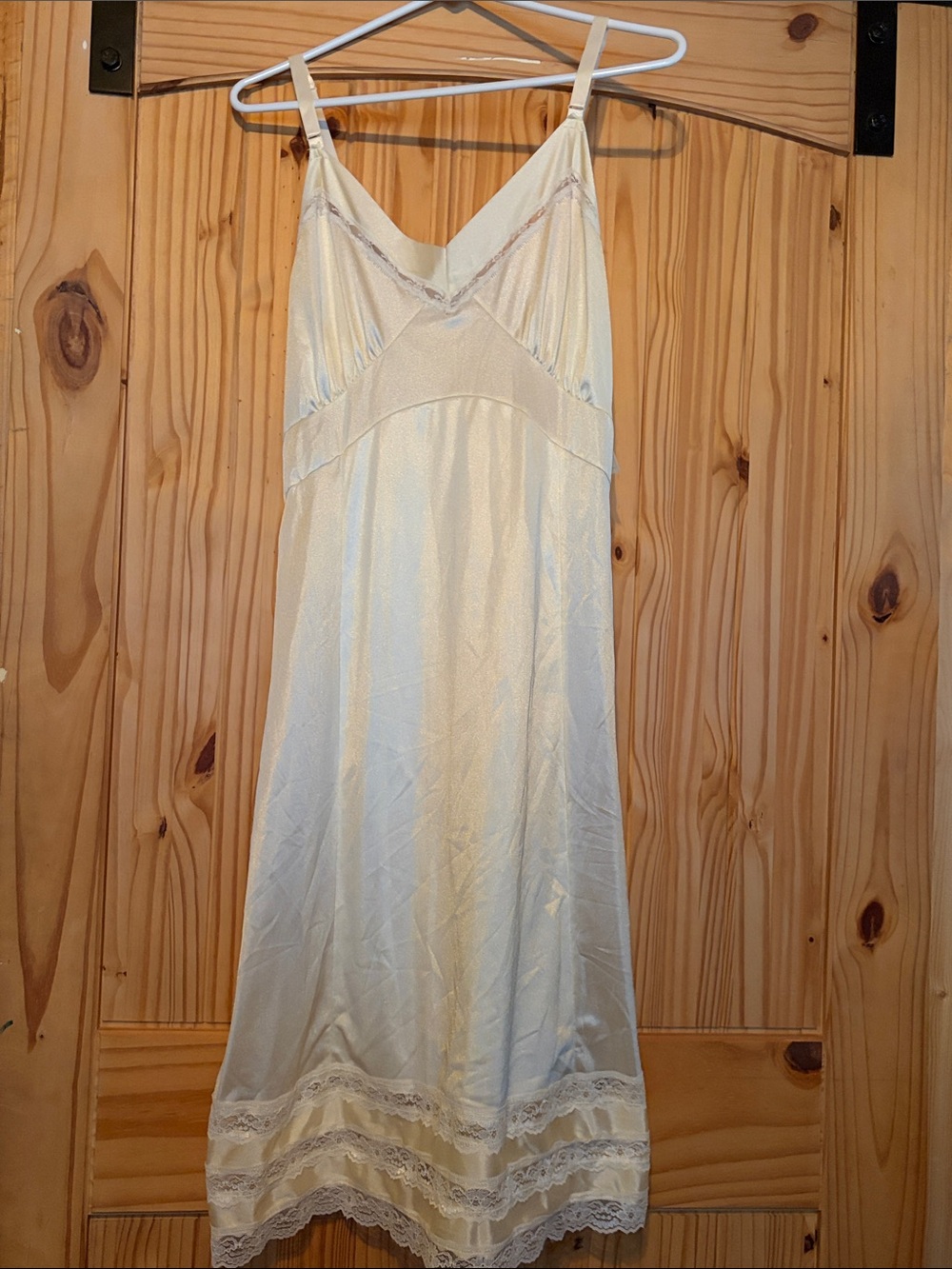 Women’s size 36 slip Ivory Satin Lace-Trim Slip Dress - Women Intimates cream